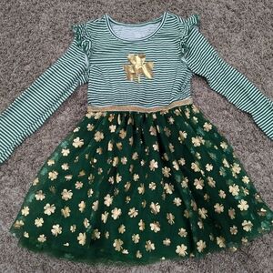 5t dress St. Patrick's Day clover shamrock metallic gold tulle skirt